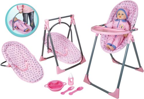 LISSI DOLL 33Cm BABY WITH 4 IN 1 HIGHCHAIR
