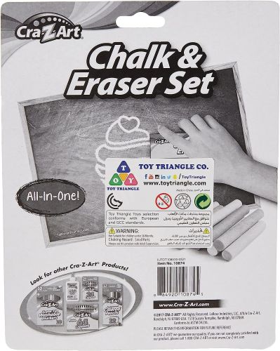 Crazart Chalk & Eraser Set, 24Ct Chalk Sticks & 1Ct Eraser