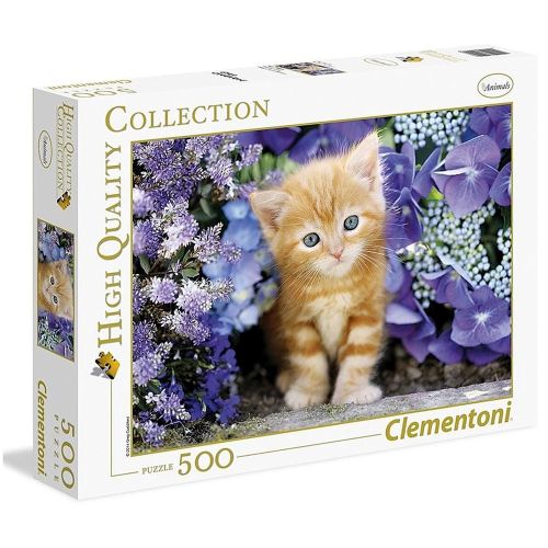 CLEMENTONI - GINGER CAT IN FLOWERS PUZZLE, 500 PIECES