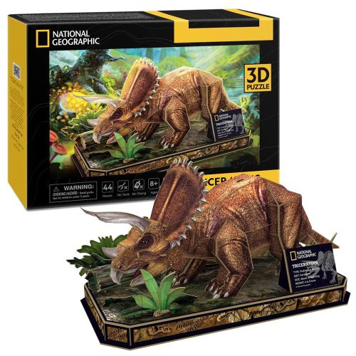 CUBICFUN - NATIONAL GEOGRAPHIC 3D PUZZLE DINO TRICERATOPS, 44 PIECES