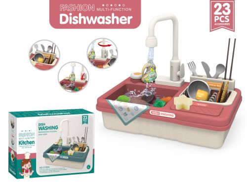 Fashion Dishwasher With Electric Circulating Water Tap, 23 Piece Set, Red