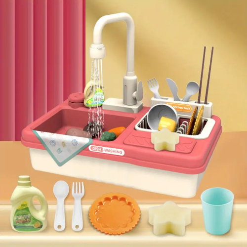 Fashion Dishwasher With Electric Circulating Water Tap, 23 Piece Set, Red
