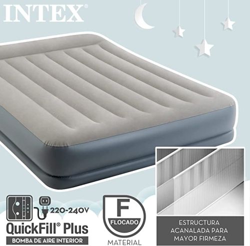 Intex Queen Pillow Rest Mid-Rise Airbed with Fiber-Tech Bip