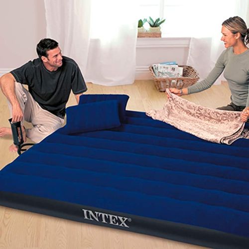 Intex Queen Dura-Beam Classic Downy Airbed With Hand Pump