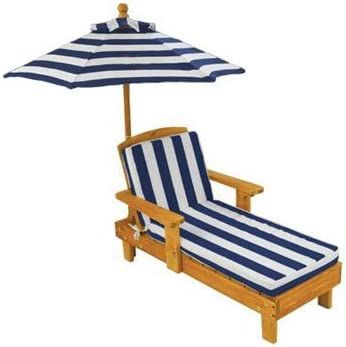 Outdoor Chaise with Umbrella - Navy