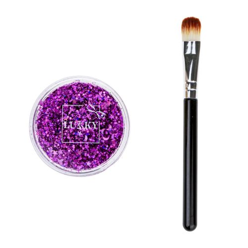 Lukky Body Glitter Gel with Brush 0.85 Fl.Oz. Purple