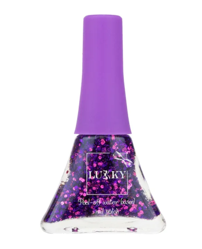Lukky Peel-Off Nail Polish Confetti 0.19 Fl.Oz. 15К Purple with Glitter