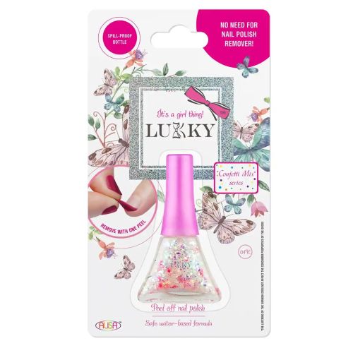 LUKKY - PEEL-OFF NAIL POLISH CONFETTI-MIX 0.19 FL.OZ. GOLD-PEARL MIX WITH HEARTS