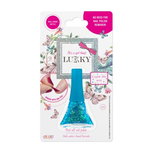 LUKKY - PEEL-OFF NAIL POLISH CONFETTI-MIX 0.19 FL.OZ. TURQUOISE PEARL WITH GLITTER