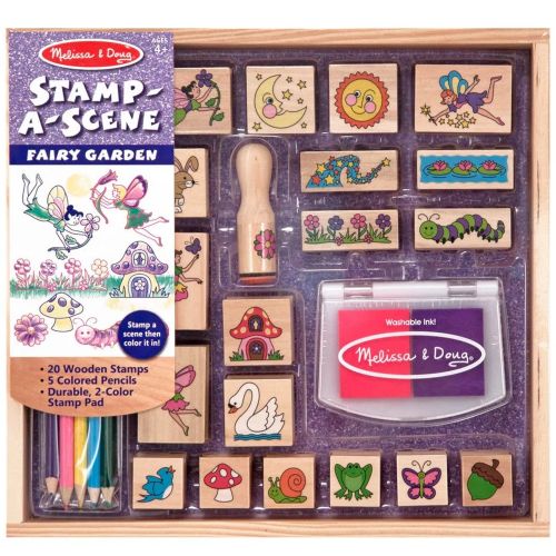 MELISSA & DOUG - WOODEN STAMP A SCENE, FAIRY GARDEN SET