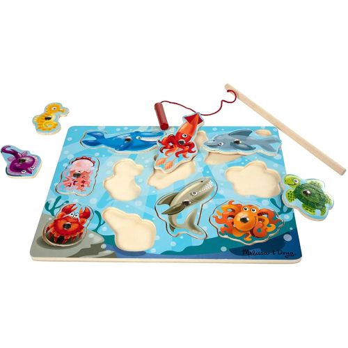 MELISSA & DOUG - WOODEN MAGNETIC FISHING PUZZLE GAME, 10 PIECES