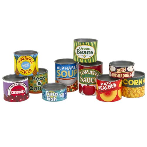 MELISSA & DOUG - LET'S PLAY HOUSE GROCERY CANS, 10 PIECES