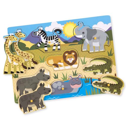 MELISSA & DOUG - SAFARI PEG PUZZLE, 7 PIECES