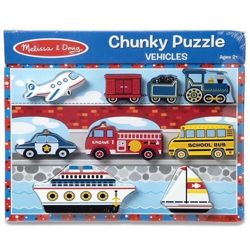 MELISSA & DOUG - WOODEN VEHICLES CHUNKY PUZZLE, 9 PIECES