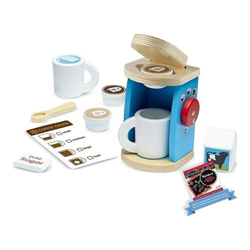 MELISSA & DOUG - WOODEN BREW SERVE COFFEE SET, 11 PIECES