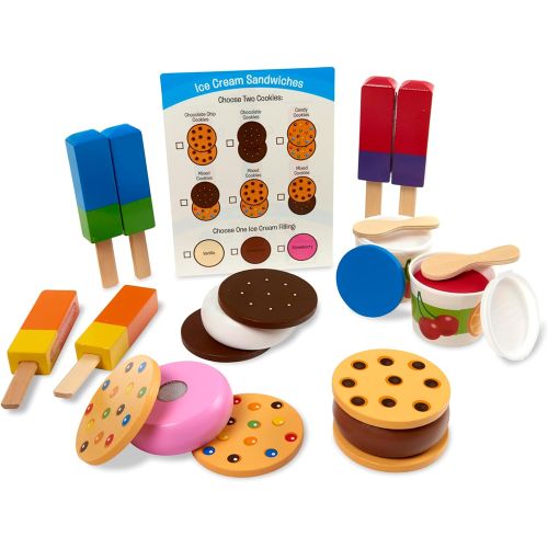 MELISSA & DOUG - WOODEN FROZEN TREATS ICE CREAM PLAY SET, 24 PIECES