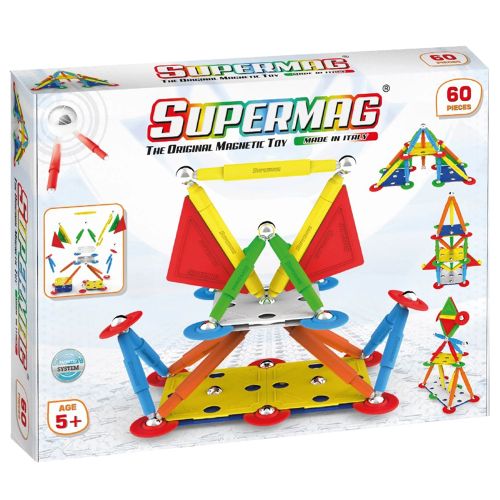 SUPERMAG - PROJECTS MULTICOLOR MAGNETIC CONSTRUCTIONS SET, 60 PCS