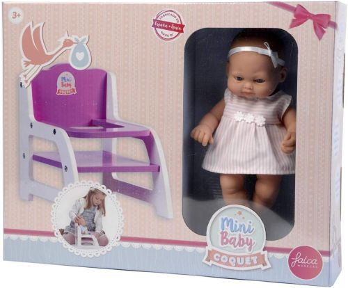 Mini Baby Coquet Wooden High Chair With A Doll Size 28Cm