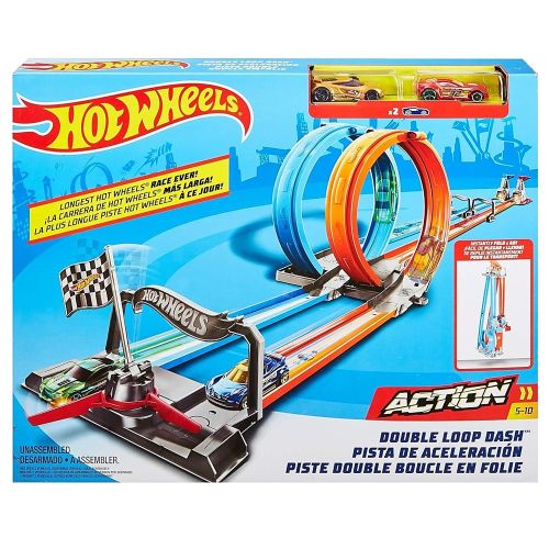 HOT WHEELS - DOUBLE LOOP DASH RACING TRACK SET