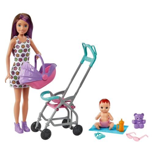 BARBIE SKIPPER BABYSITTERS DOLLS AND PLAYSET - STROLLER BRUNETTE