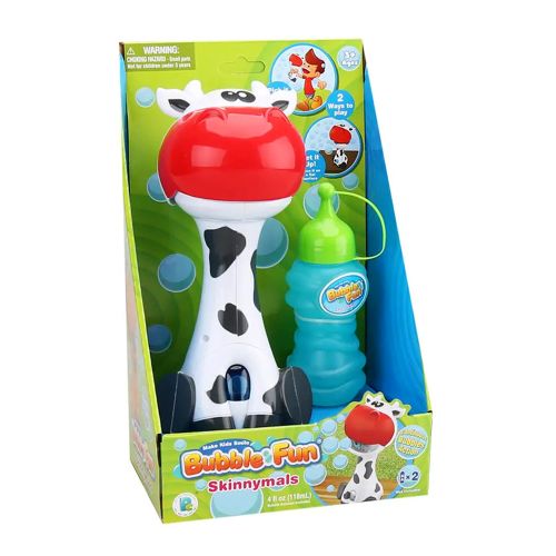 BUBBLE FUN - HANDHELD BUBBLE SKINNYMALS COW, 4OZ