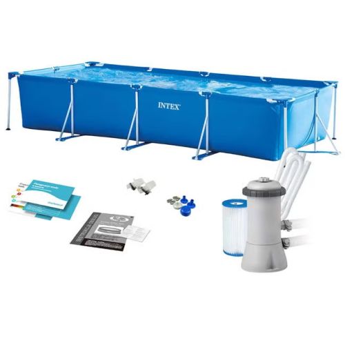 INTEX RECTANGULAR FRAME POOL SET WITH FILTER PUMP