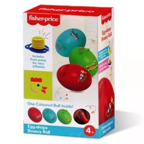 FISHER PRICE EGG-SHAPE BOUNCY BALL WITH PUMP