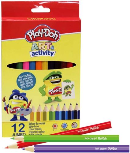 PLAY DOH 12 COLORS JUMBO COLOUR PENCILS IN  BOX