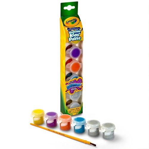 CRAYOLA - WASHABLE KIDS' PAINT POTS GLITTER SET, 6 COUNT