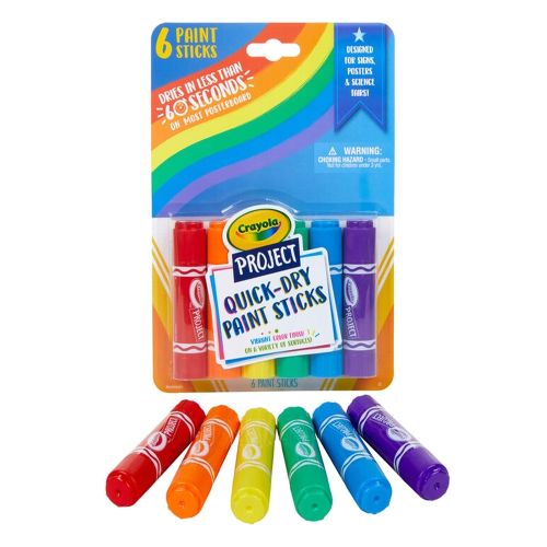 CRAYOLA - PROJECT QUICK DRY PAINT STICKS, 6 COUNT