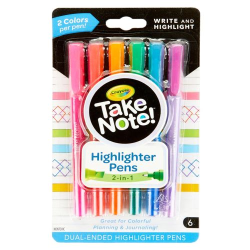 CRAYOLA - TAKE NOTE WRITE & HIGHLIGHT PENS, 6 COUNT