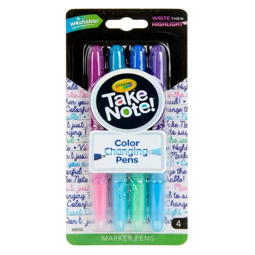 CRAYOLA - TAKE NOTE COLOR CHANGING PENS, 4 COUNT