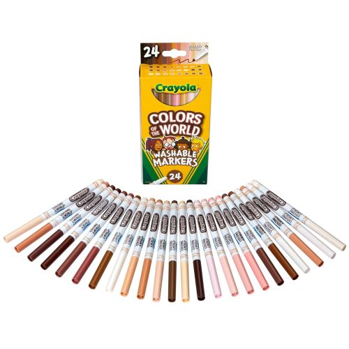 CRAYOLA - COLORS OF THE WORLD WASHABLE FINE LINE MARKERS, 24 COUNT