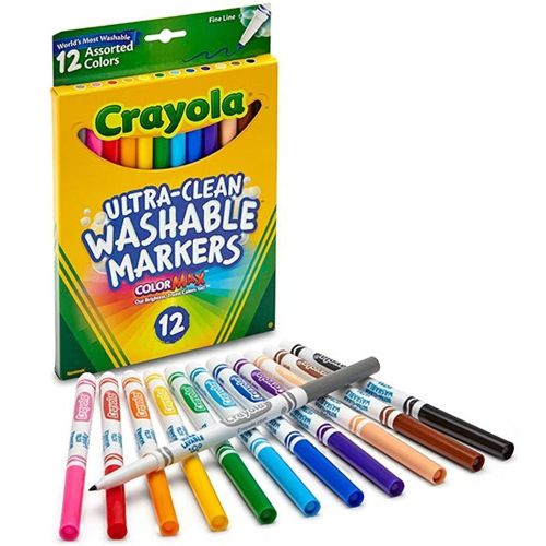 CRAYOLA - ULTRA CLEAN WASHABLE FINE LINE MARKERS, 12 COUNT