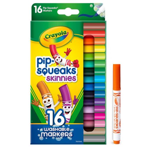 CRAYOLA - PIP-SQUEAKS SKINNIES WASHABLE MARKERS, 16 COUNT