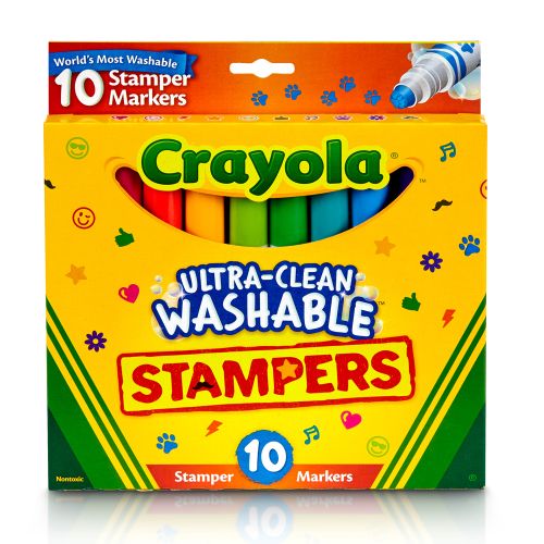 CRAYOLA - ULTRA-CLEAN WASHABLE STAMPERS MARKERS, 10 COUNT