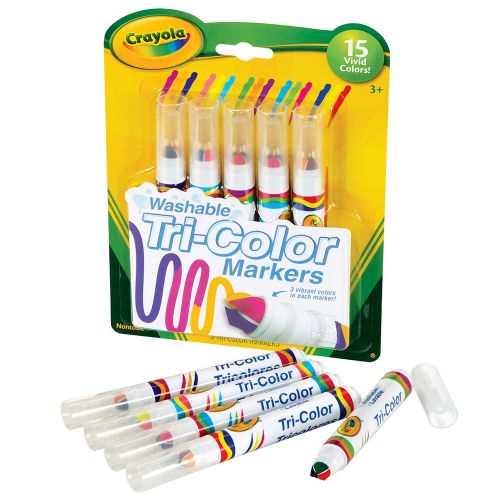 CRAYOLA - WASHABLE TRI COLOR MARKERS, 5 COUNT