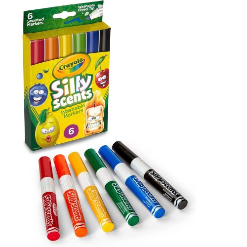 CRAYOLA - SILLY SCENT CHISEL TIP MARKERS, 6 COUNT