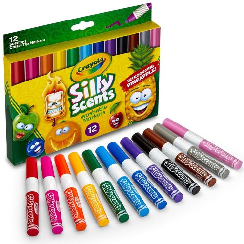 CRAYOLA - SILLY SCENTS CHISEL TIP WASHABLE MARKER, 12 COUNT