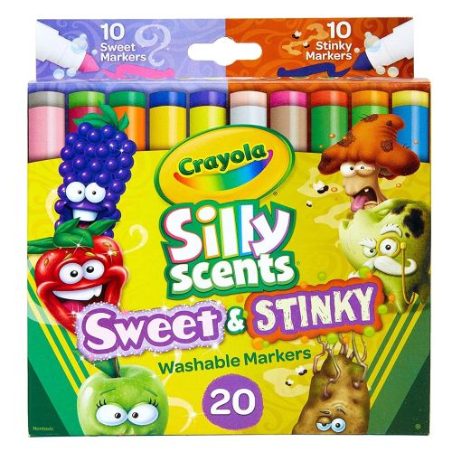 CRAYOLA - SILLY SCENTS SWEET & STINKY WASHABLE MARKERS, 20 COUNT