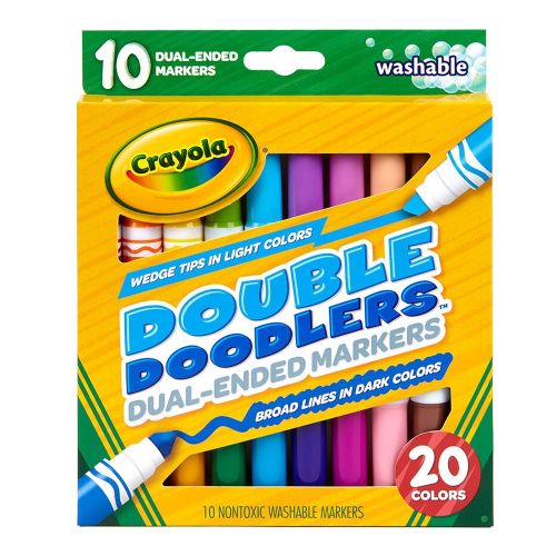 CRAYOLA - WASHABLE DOUBLE DOODLERS DUAL-ENDED MARKERS, 20 COUNT