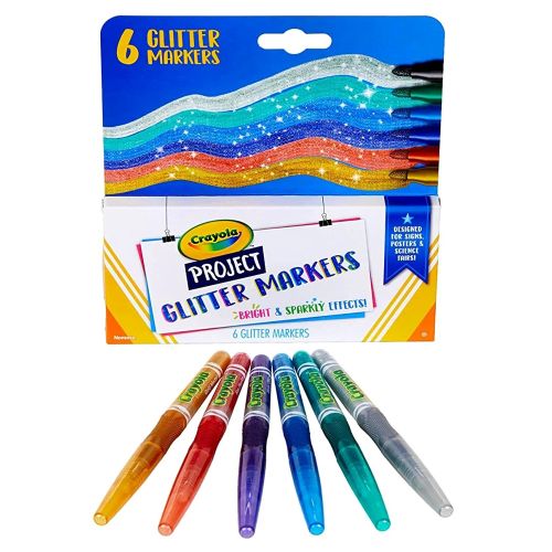 CRAYOLA - PROJECT GLITTER MARKERS, 6 COUNT