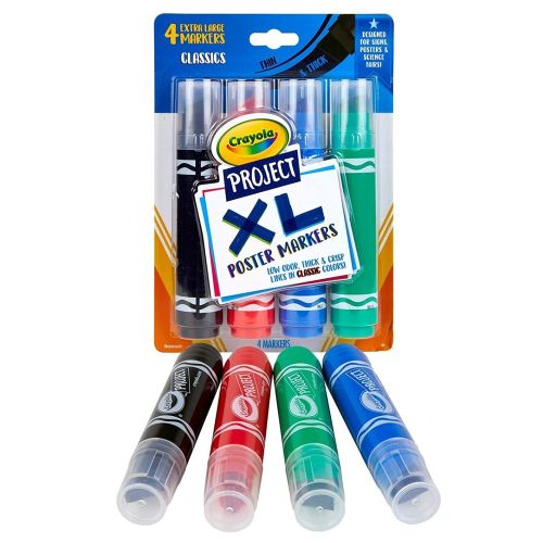 CRAYOLA - PROJECT XL POSTER MARKERS - CLASSIC, 4 COUNT