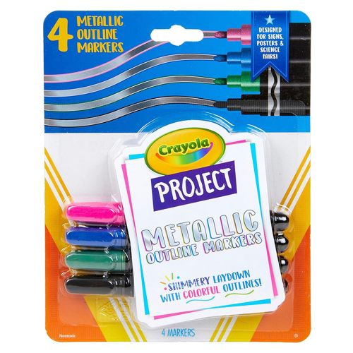 CRAYOLA - PROJECT METALLIC OUTLINE MARKERS, 4 COUNT