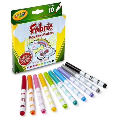 CRAYOLA - FABRIC FINE LINE MARKERS, 10 COUNT