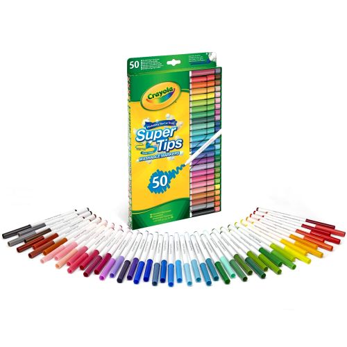 CRAYOLA - SUPER TIPS WASHABLE MARKERS, 50 COUNT