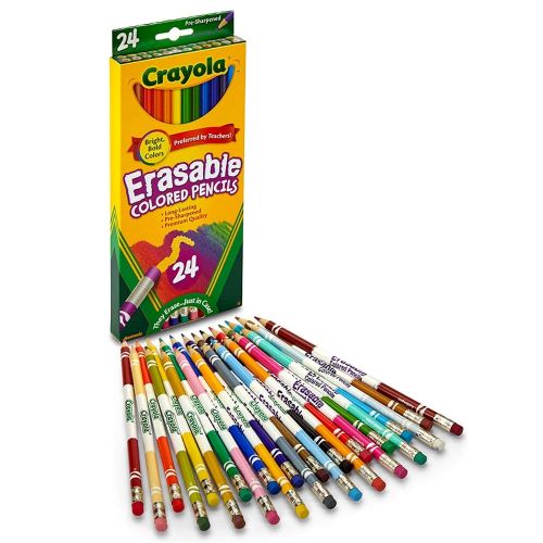 CRAYOLA - ERASABLE COLORED PENCILS, 24 COUNT