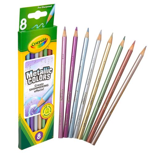 CRAYOLA - METALLIC COLORED PENCILS, 8 COUNT