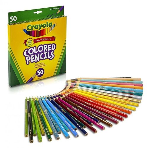 CRAYOLA - LONG COLORED PENCILS, 50 COUNT