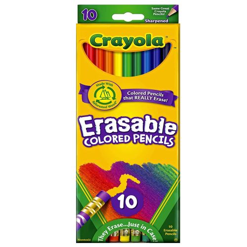 CRAYOLA - ERASABLE COLORED PENCILS, 10 COUNT